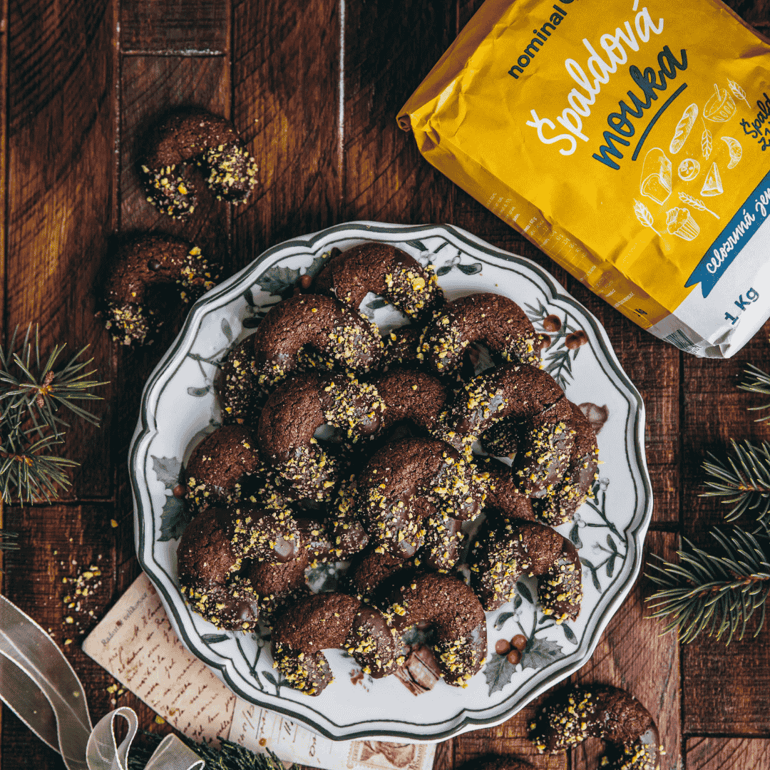 Čokoládové celozrnné rohlíčky